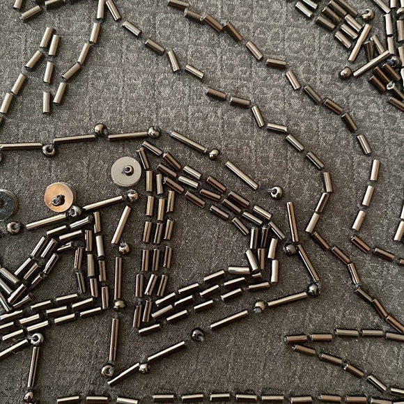 100%silk women’s long sleeve button down beaded black  size 8 - Picture 15 of 17